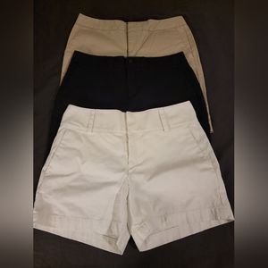LOT Banana Republic Womens 4 Chino Shorts White Brown Black Classy Classic